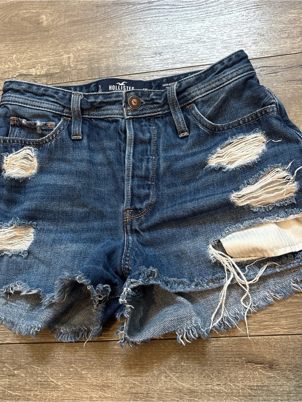 Hollister Ripped Dark Blue Denim Cutoff Shorts